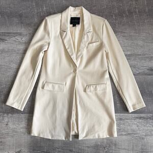 Sanctuary Mid City Blazer Long Jacket Womens XS Cream Single Button Career Chic